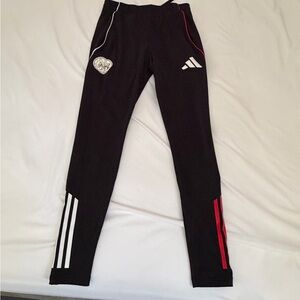 adidas Ajax Black Sweatpants with White & Red Stripe Details